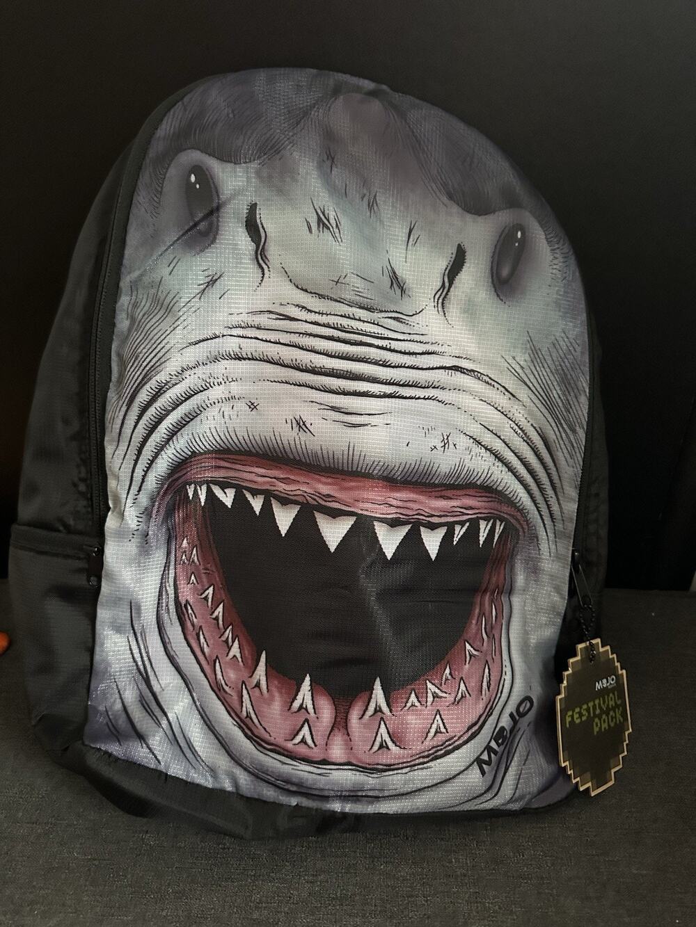 MOJO Shark Festival Backpack Gray 3D Great White Graphic New With Tags NWT